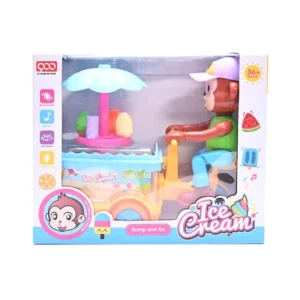 Battery Operated Ice Cream Cart Toy for Kids – 360° Rotating Ice Cream Truck with Music, Lights & Moving Action | Interactive Toy for Ages 3+