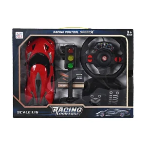Remote Control Racing Car Toy 1:16 Scale | RC Sports Car with Steering Wheel Controller & Racing Accessories