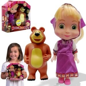 Masha and The Bear Doll Toy Set | Collectible Character Figures with Masha in Traditional Dress & Big Bear Action Toy for Kids (Ages 3+)