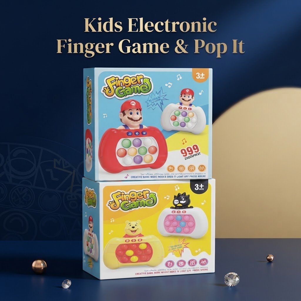 Kids Electronic Finger Game & Pop It Console – Interactive Light-Up Sensory Fidget Toy with Multiple Game Modes, Sound Effects & Cartoon Character Design for Kids