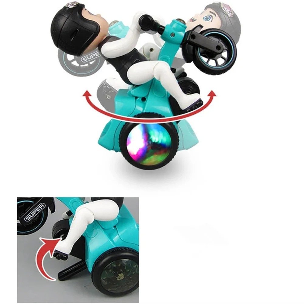 Battery Operated Bicycle 3 Toy for Kids – 360° Rotating Stunt Biker Toy with Light & Music, Interactive Motorized Bicycle Toy for Boys & Girls Ages 3+ - Image 4