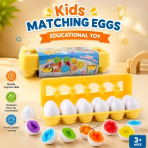 Matching Eggs Educational Toy – 12-Piece Smart Shape & Color Recognition Toddler Learning Puzzle with Plastic Storage Carton