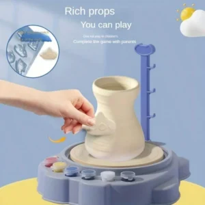 Pottery Arts DIY Kids Pottery Wheel Set – Educational Craft Kit with Air-Dry Clay, Paints, and Sculpting Tools for Creative Art & Pla