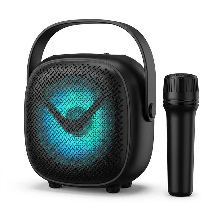 Portable Karaoke Bluetooth Speaker with Wireless Microphone – Rechargeable Party Speaker with RGB LED Lights, Music & Singing System