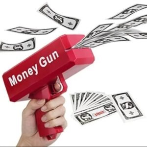 Red Money Gun Cash Cannon Toy | Party Money Dispenser Blaster with Prop Cash Notes for Weddings, Birthdays & Events (Red)