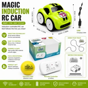 Magic Induction RC Car & Smart Line-Following Toy | 2.4GHz Remote Control Car with USB Rechargeable Battery & Optical Sensor