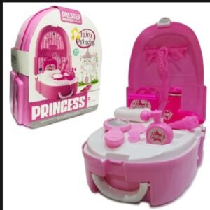 Kids Fairy Princess Dresser Backpack Series Playset | Portable Pretend Beauty Salon & Makeup Vanity Toy Case with Mirror & Accessories (Pink)
