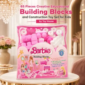 Barbie Building Blocks Set – 65 Pieces Pink Construction Toy for Kids' Brain Development & Creative Play