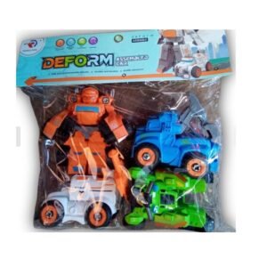 Deform Assembled Car Toy Set – 4-in-1 Transforming Robot Vehicles and Construction Truck Action Figures
