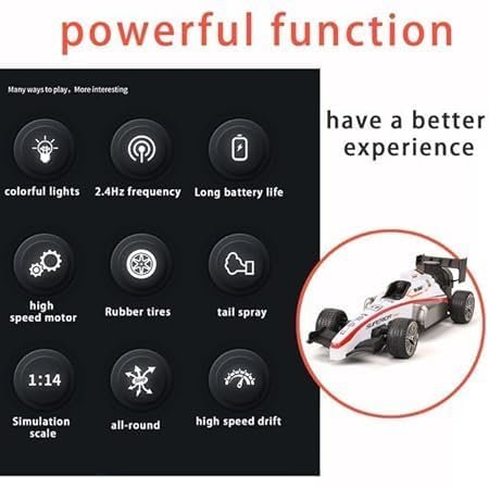 Remote Control Formula Race Car Toy for Kids | RC F1 Racing Car with LED Lights, Spray Effect & Rechargeable Battery - Image 2