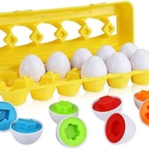 Matching Eggs Shape & Color Sorting Educational Toy for Kids – Montessori Early Learning Puzzle with Color Recognition, Fine Motor Skills & Matching Game
