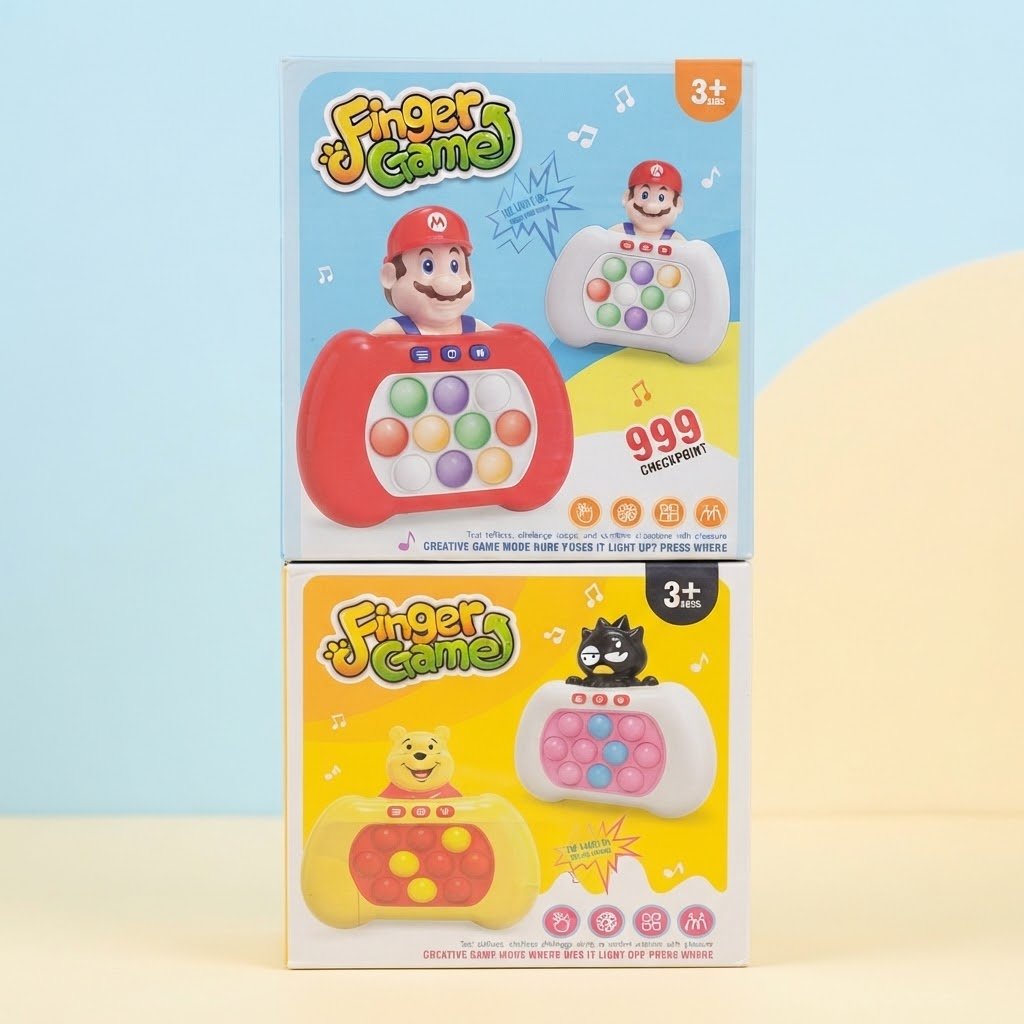Kids Electronic Finger Game & Pop It Console – Interactive Light-Up Sensory Fidget Toy with Multiple Game Modes, Sound Effects & Cartoon Character Design for Kids - Image 2