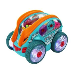 Flip Bucket Stunt Toy Car for Kids | 360° Rotating Double-Sided Racing Car with Light-Up Wheels | Push & Go Stunt Vehicle
