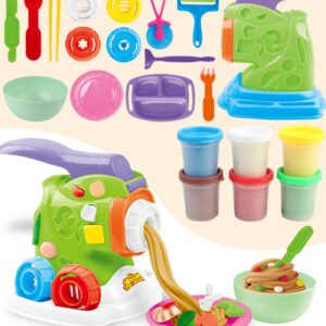 Color Clay DIY Noodle Making Set – Kids Kitchen Creations Play Dough Machine with Extruder, Molds & Accessories