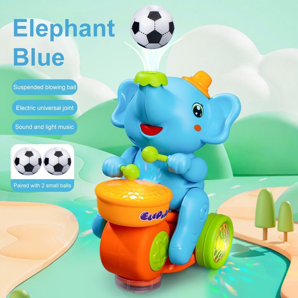 Interactive Elephant Blowing Ball Toy for Kids – Suspended Floating Soccer Ball Toy with Sound, Music, Colorful Lights & Moving Action - Image 2