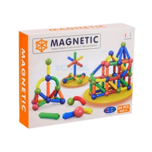 64 Pcs Magnetic Building Blocks Construction Set for Kids – Educational Magnetic Tiles & Sticks STEM Learning Toy, Creative Building Kit for Boys & Girls Ages 3+
