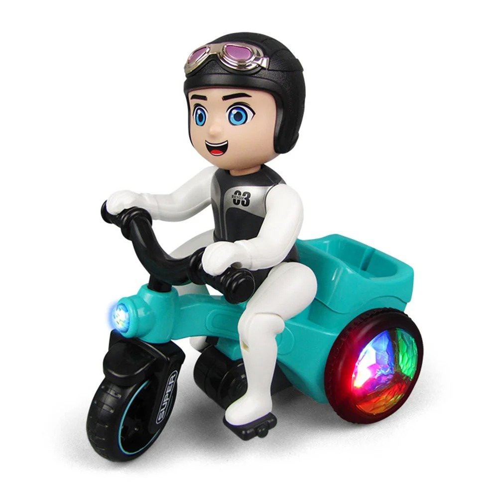 Battery Operated Bicycle 3 Toy for Kids – 360° Rotating Stunt Biker Toy with Light & Music, Interactive Motorized Bicycle Toy for Boys & Girls Ages 3+ - Image 3