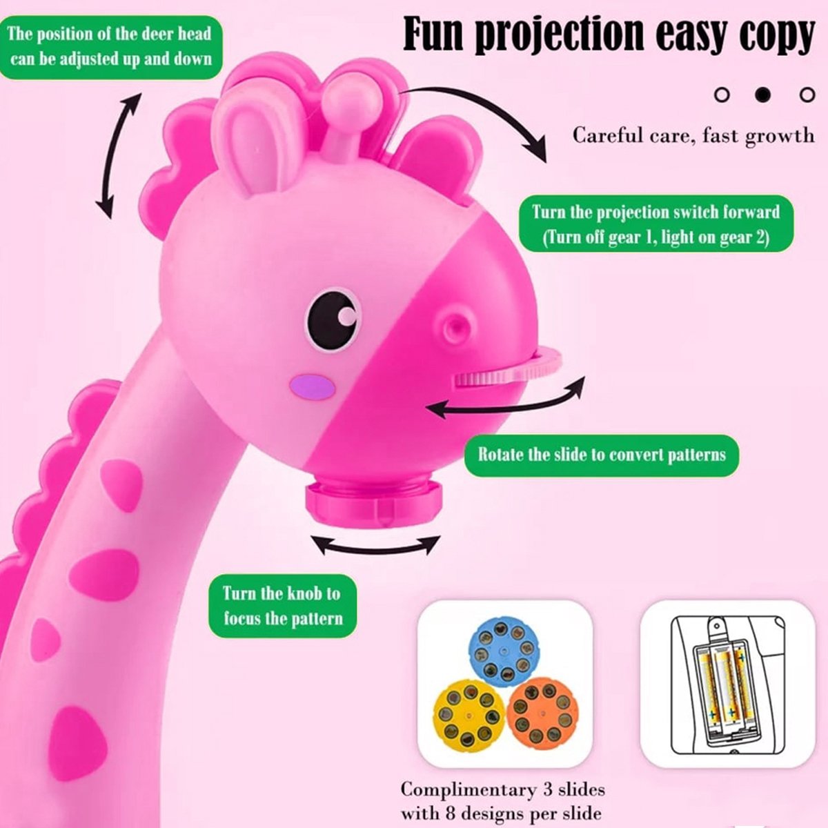 Kids Giraffe Projection Drawing Table & Art Desk Toy with Music, Projector Discs & Color Pens | Educational Painting Projector Toy for Toddlers - Image 3
