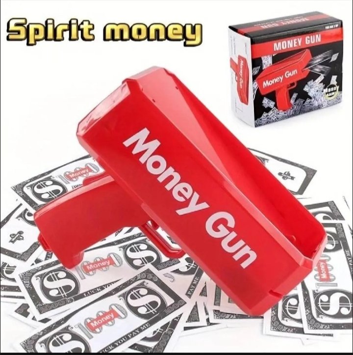 Red Money Gun Cash Cannon Toy | Party Money Dispenser Blaster with Prop Cash Notes for Weddings, Birthdays & Events (Red) - Image 2