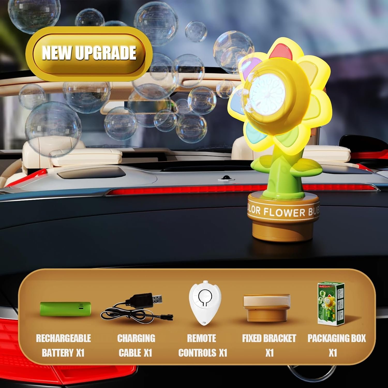 Seven Color Flower Bubble Machine for Kids - Image 2