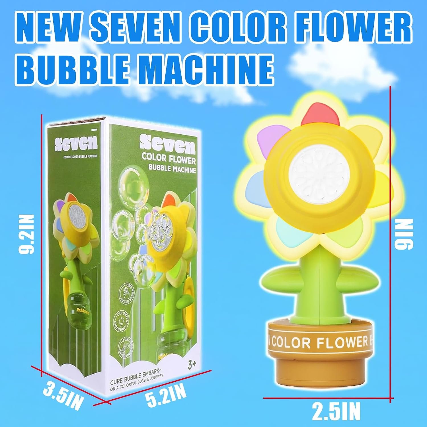 Seven Color Flower Bubble Machine for Kids - Image 3