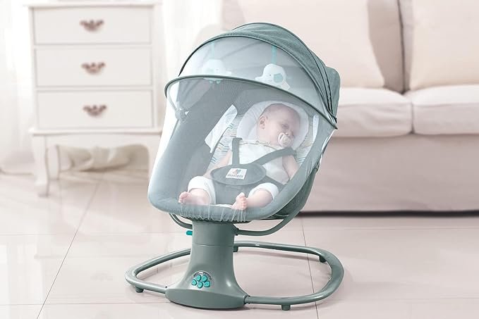 Baby Rocker Bouncer with Canopy & Safety Harness