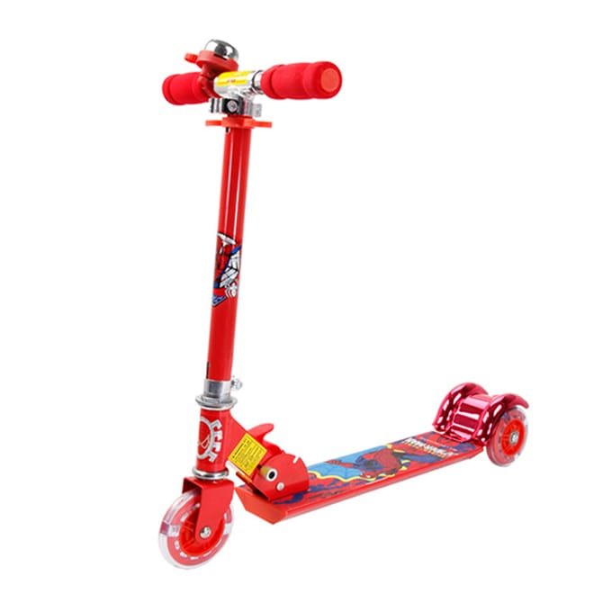 Kids 3-Wheel Folding Scooter with LED Flashing Wheels & Height-Adjustable Handlebar | Cartoon Character Outdoor Kick Scooter for Boys & Girls - Image 2