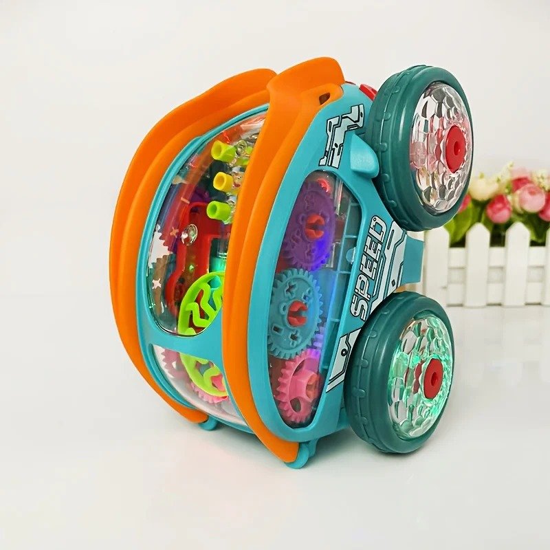 Flip Bucket Stunt Toy Car for Kids | 360° Rotating Double-Sided Racing Car with Light-Up Wheels | Push & Go Stunt Vehicle - Image 2