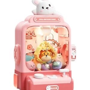 Cute Rabbit Claw Machine Toy – Mini Arcade Catcher Game with 10 Dolls, 10 Twisted Eggs, Lights, and Sound Effects for Kids