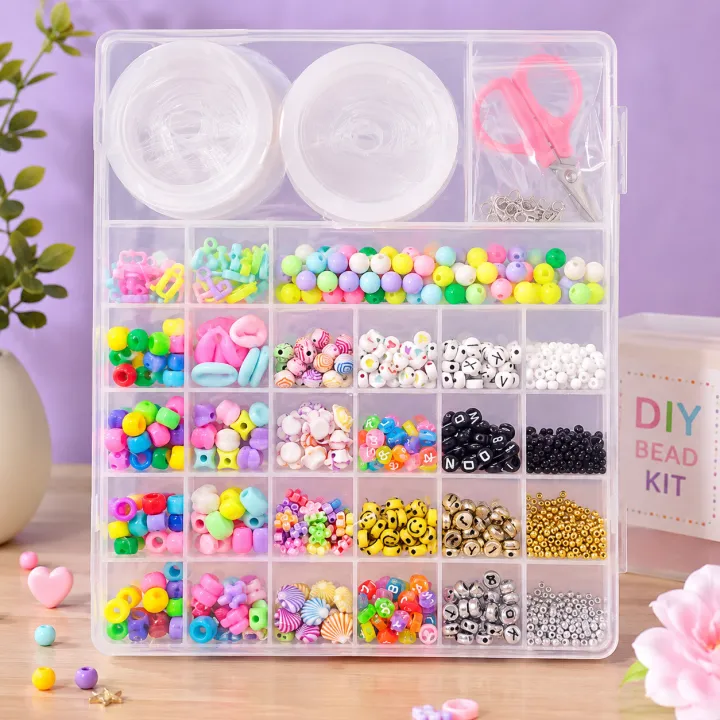 Ultimate DIY Beads Jewelry Making Kit for Kids & Adults – 1400+ Pieces with Storage Box, Letter Beads, Smiley Faces, Charms & Elastic Cords for Bracelets, Necklaces, and Crafts - Image 2