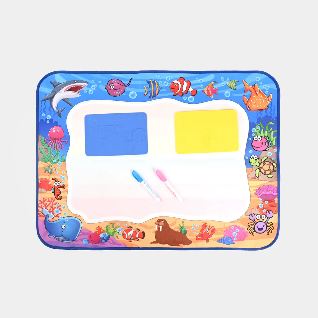 Reusable Water Doodle Mat for Kids – 80×60cm Magic Drawing Mat with Water Pens & Stencils - Image 2
