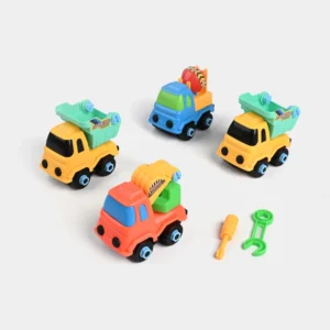 DIY Take-Apart Construction Truck Set – 4-Pack Assembly Engineering Vehicles with Screwdriver and Wrench Toy for Kids