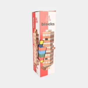 54 Pcs Wooden Number & Color Jenga Stacking Tower Game – Classic Tumbling Blocks Toy with Dice for Kids & Adults, Interactive Family Board Game