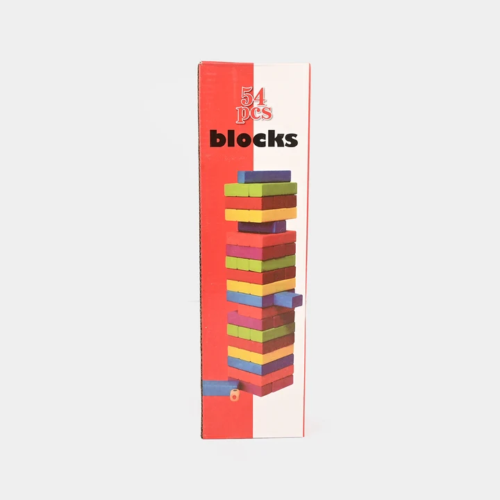 54 Pcs Wooden Number & Color Jenga Stacking Tower Game – Classic Tumbling Blocks Toy with Dice for Kids & Adults, Interactive Family Board Game - Image 3