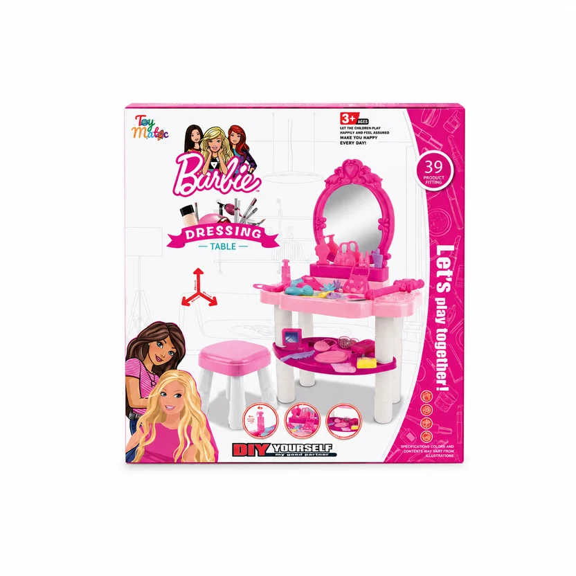 Kids Princess Dressing Table & Vanity Set | DIY Tabletop Makeup Station with Stool, Mirror & 39 PCS Accessories for Girls (Ages 3+) - Image 2
