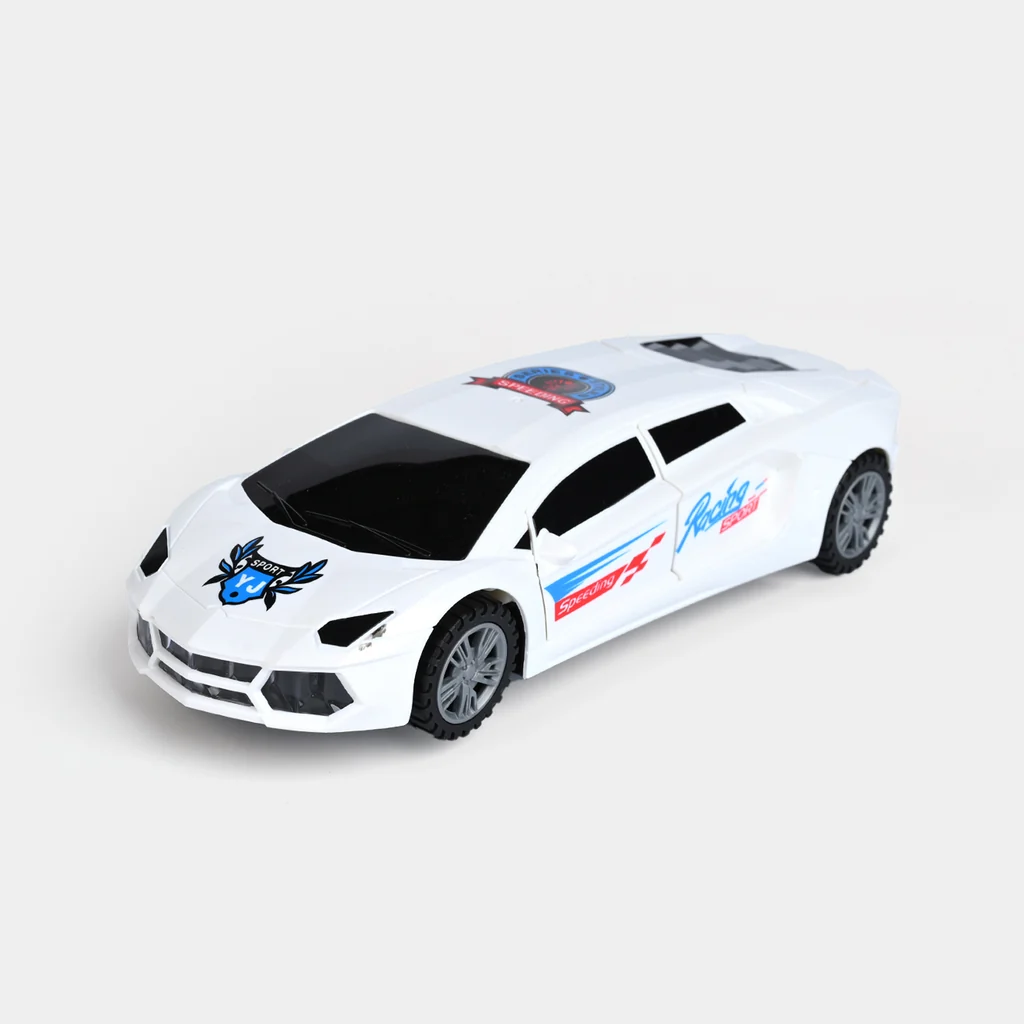 Battery Operated Super Car Toy for Kids – 360° Rotating Racing Car with Colorful LED Lights, 3D Projection Lights, Music & Openable Doors | Ages 3+