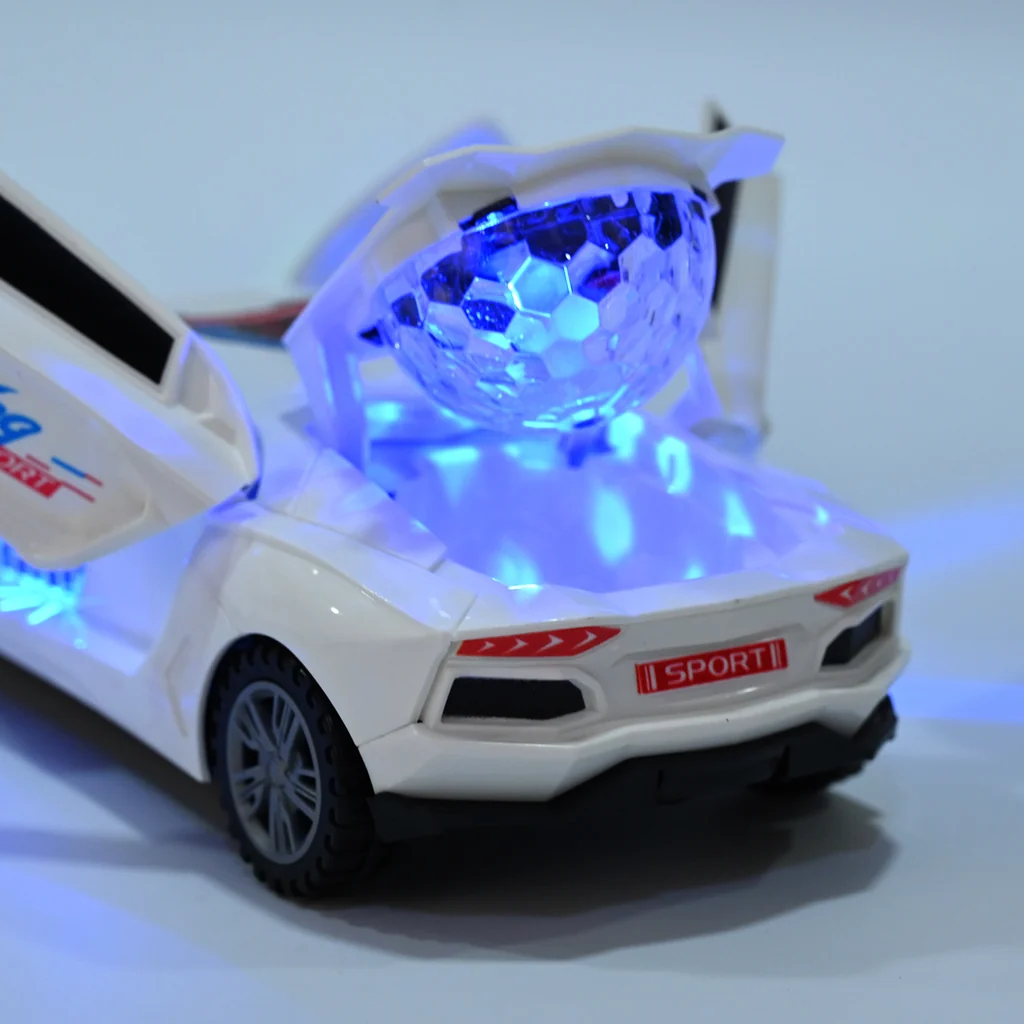 Battery Operated Super Car Toy for Kids – 360° Rotating Racing Car with Colorful LED Lights, 3D Projection Lights, Music & Openable Doors | Ages 3+ - Image 2