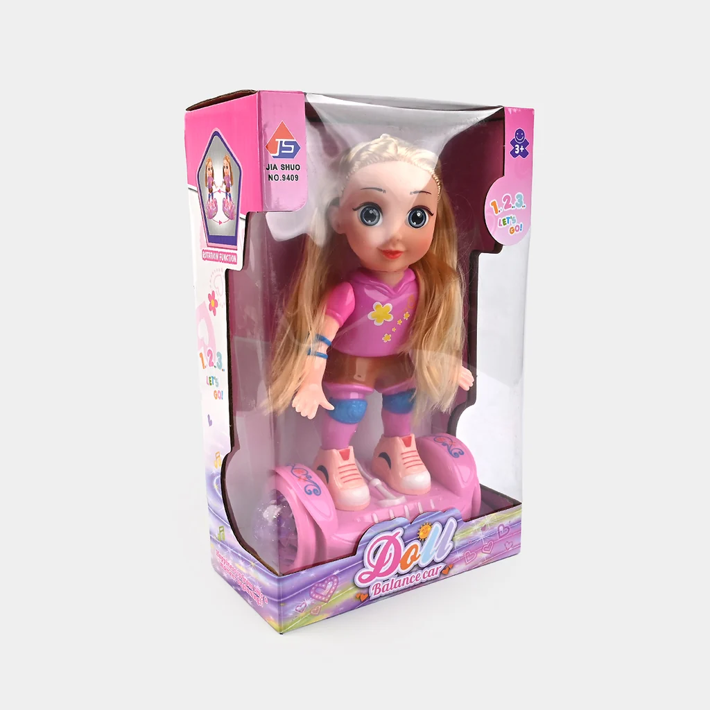 Doll Balance Car Toy for Girls | Cute Walking & Balancing Doll with Pink Skateboard Base | Interactive Kids Toy Gift - Image 2