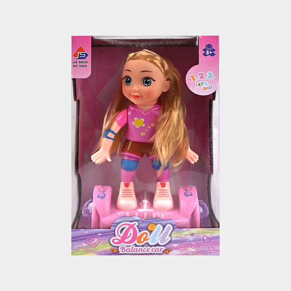 Doll Balance Car Toy for Girls | Cute Walking & Balancing Doll with Pink Skateboard Base | Interactive Kids Toy Gift - Image 3