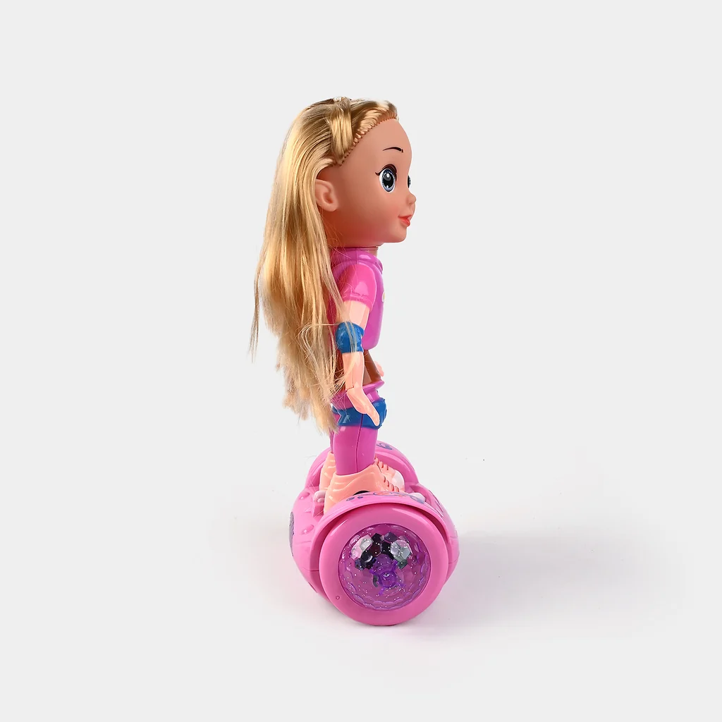Doll Balance Car Toy for Girls | Cute Walking & Balancing Doll with Pink Skateboard Base | Interactive Kids Toy Gift - Image 4