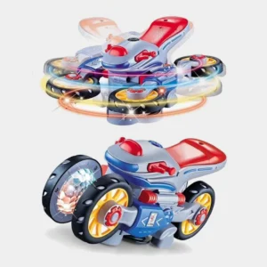 360° Rotating Stunt Motor Bike Toy for Kids – Electric Universal Wheel Motorcycle with LED Lights, Music & 360° Rotation