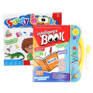 Intelligence Book & Study Book Set – Electronic Interactive Phonetic Learning Sound Book with English Alphabet, Numbers, Rhymes & Writing Pen