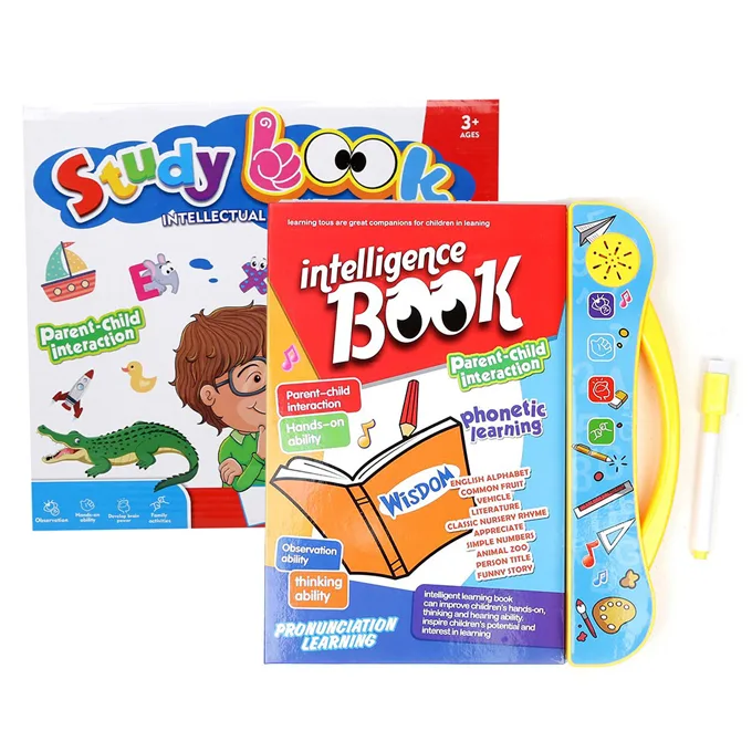 Intelligence Book & Study Book Set – Electronic Interactive Phonetic Learning Sound Book with English Alphabet, Numbers, Rhymes & Writing Pen
