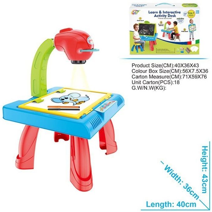 3-in-1 Learn & Interactive Activity Desk – Projection Painting, Chalkboard & Whiteboard Educational Drawing Table with Slides and Water Pens - Image 2
