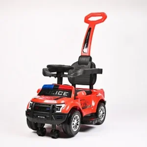 Kids Police Car Push Ride-On Toy with Steering Wheel, Parent Push Handle, Comfortable Seat & Realistic Police Design