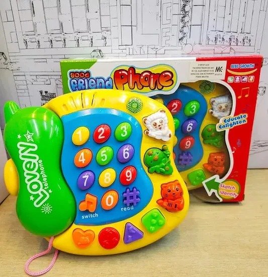 Good Friend Lovely Telephone Educational Toy – Interactive Musical Learning Phone with Number Buttons, Animal Sounds, and Shape Sorters for Toddlers