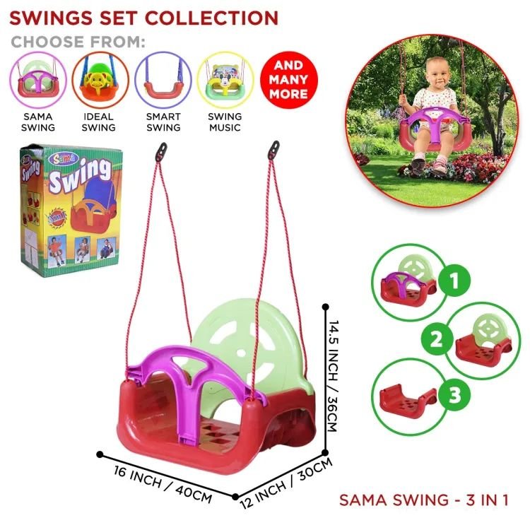 Sama Swing 3-in-1 Baby Swing | Adjustable Kids Swing Seat with Safety Bar & 3-Stage Design