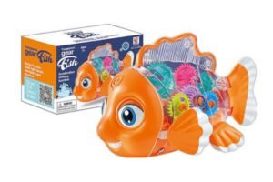Transparent Gear Fish Toy for Kids | Wind-Up Swimming Fish Toy with Moving Gears | Colorful Mechanical Fish Educational Toy