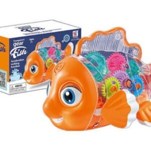Transparent Gear Fish Toy for Kids | Wind-Up Swimming Fish Toy with Moving Gears | Colorful Mechanical Fish Educational Toy