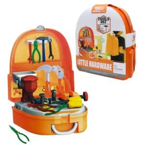 Kids Tools Backpack Series Little Hardware Playset | Portable Pretend Play Construction Tool Set with Hammer, Pliers & Wearable Storage Case (Orange)